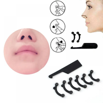 6pc/set Beauty Nose Clip Corrector Massage Tool Nose Up Lifting Shaping Clip Clipper Shaper Bridge Straightening No Pain 3 Size