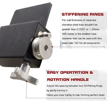Tubing Beader Tool Manual Bead Roller Intake and Intercooler Piping Crimping Tool Fit 5/8" or Larger ID Tubes Aluminum