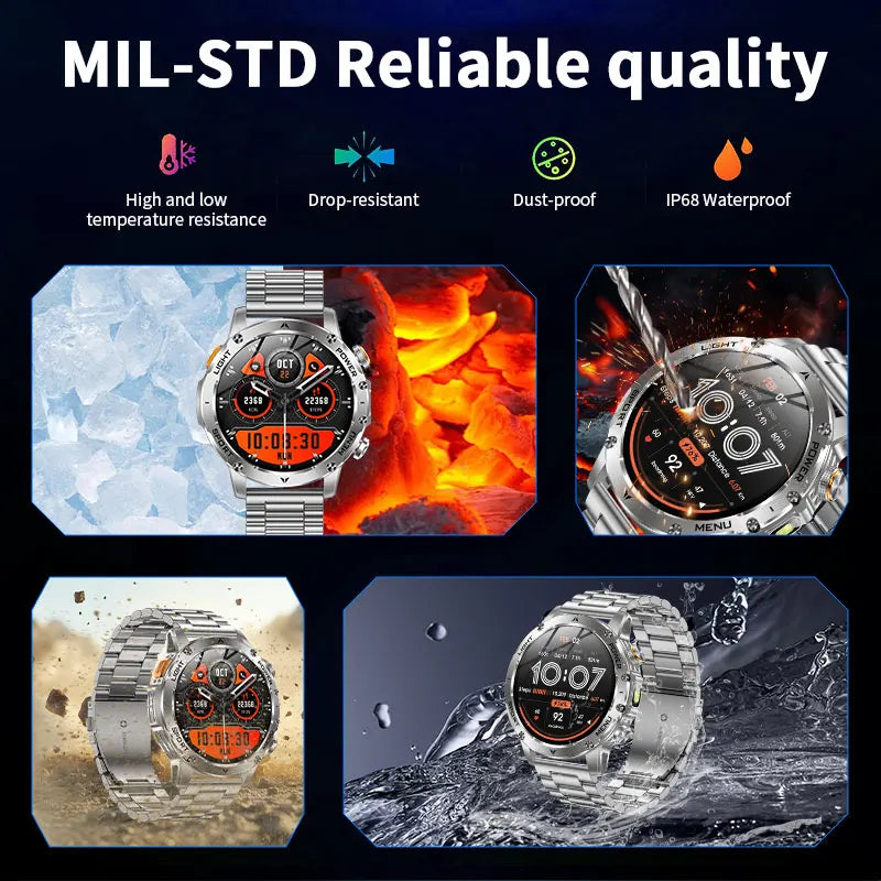 LIGE 2026 New Ultra Military Grade 1000mAh Battery Smart Watch For Men IP68 Waterproof Sports Fitness Bluetooth Call Smartwatch