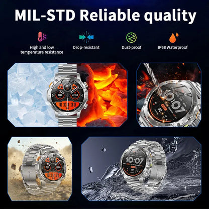 LIGE 2026 New Ultra Military Grade 1000mAh Battery Smart Watch For Men IP68 Waterproof Sports Fitness Bluetooth Call Smartwatch