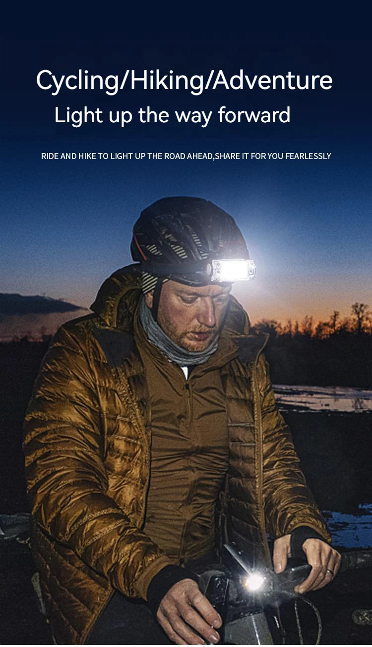 Mini Dual COB Headlamp Sensor Hat Clip Headlight 5 Lighting Modes Outdoor Camping Hunting Flashlight Induction Head Lamps