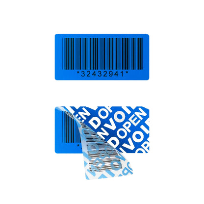 100pcs Blue 40x20mm Tamper-Proof Warranty Stickers Anti-Counterfeiting Seal Labels with Serial Number Two-Dimensional Code