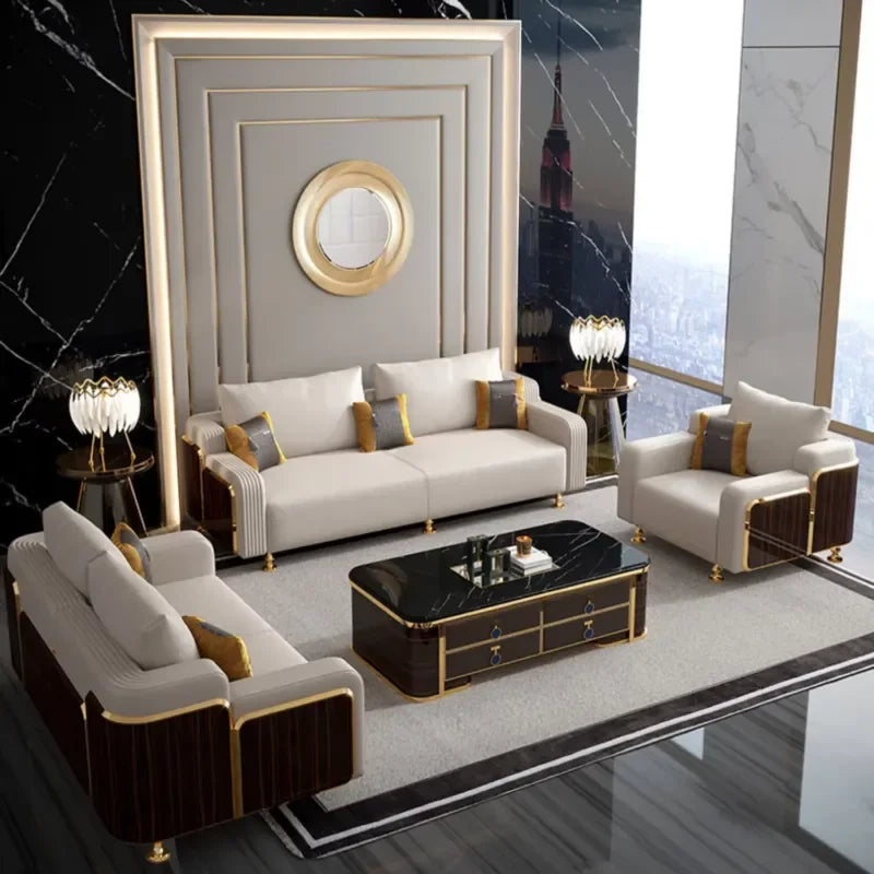Custom Light Sectional Sofa Set Modern Apartment Mall Living Room Furniture