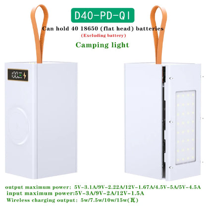 40*18650 DIY Power Bank Case Batteries Power Box Regular/PD Camping light Version Power Bank Shell  Batteries Power Shell