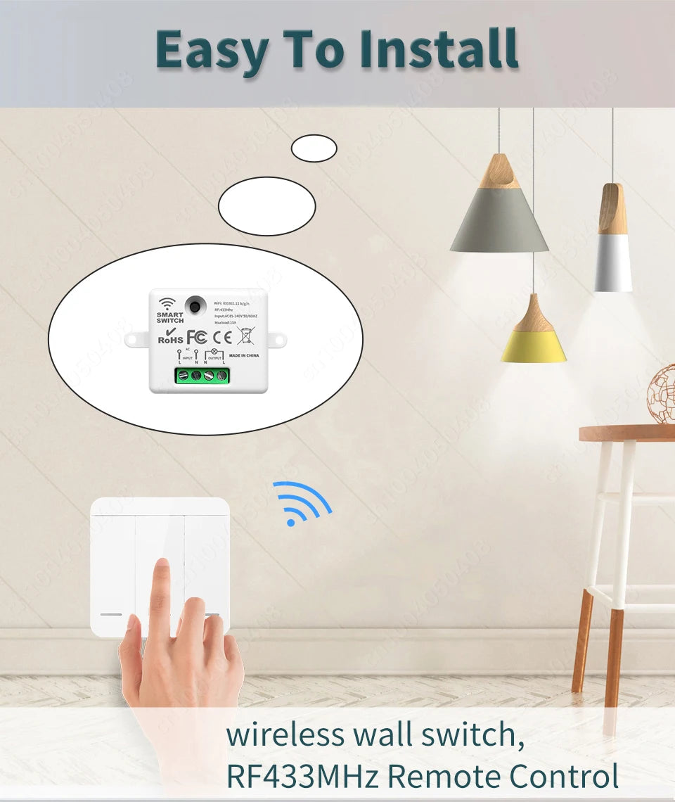 Tuya WiFi Smart Switch RF 433Mhz Wireless Switch 86 Wall Panel Mini Relay Module Smart Home Gadgets Voice for Alice Alexa Google