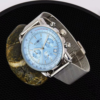 2026 Fashion New Retro Business Casual Leather Strap Quartz Watch Zeppelin Men's Watch Green Dial Luxury Gift Watch