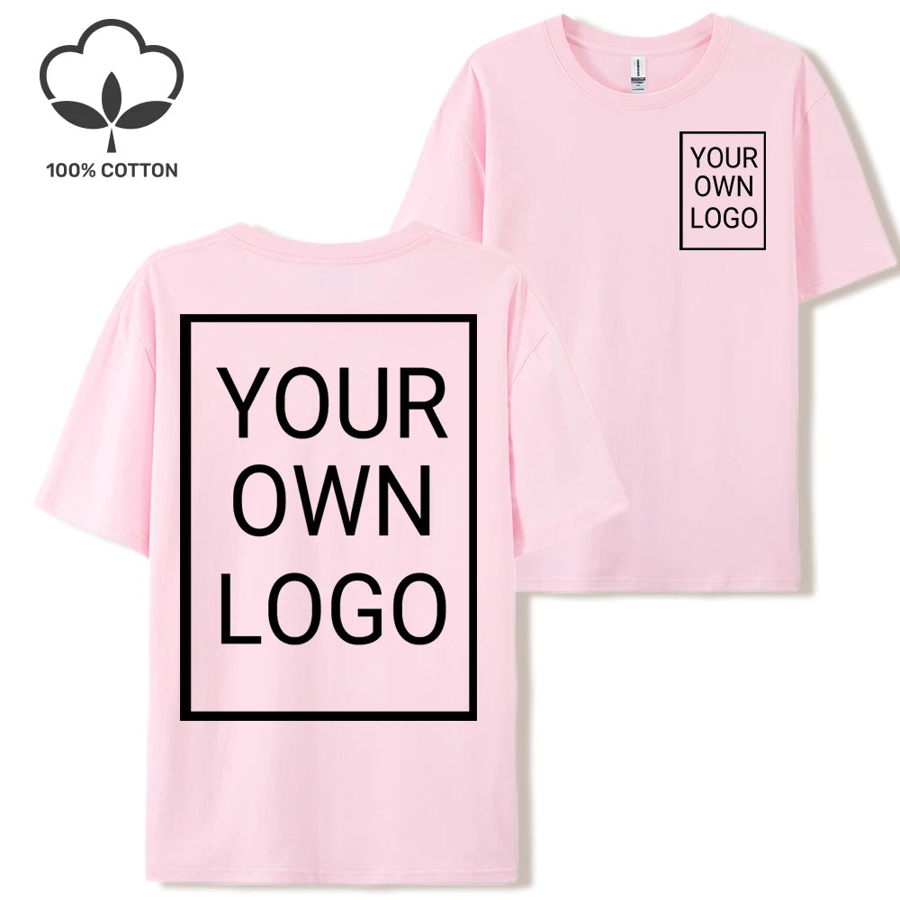 Double Sided Customized LOGO Picture Women T-Shirt Summer Y2K Loose Short Sleeves Comfortable T Shirts Crewneck DIY Tee Tops
