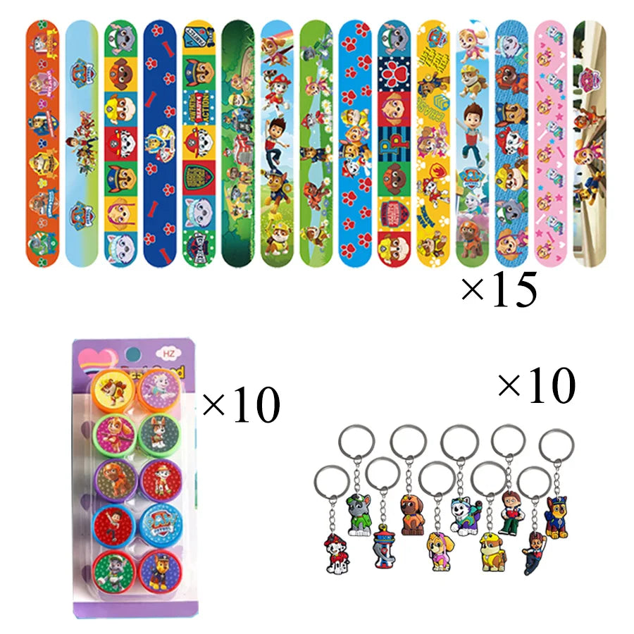 Paw Patrol Party Favors Slap Bracelet Stamps Keychains Gift Bag Stickers Birthday Party Decoration Christmas Stocking Fillers