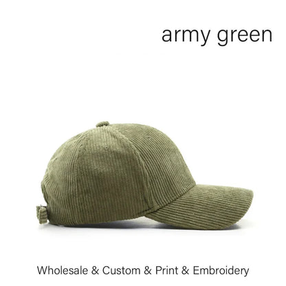 SLECKTON Custom Baseball Cap for Women and Men Fashion Design Brand LOGO Letter Embroidery Hats Corduroy Hats Unisex Wholesale