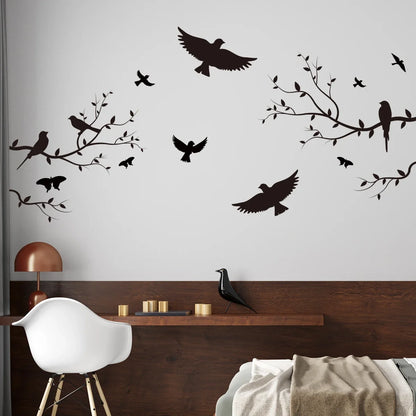 1Pc Branch Bird Silhouette Wall Stickers for Kids Room Decoration Living Room Decor Children's Home Bedroom Wall Decals DIY