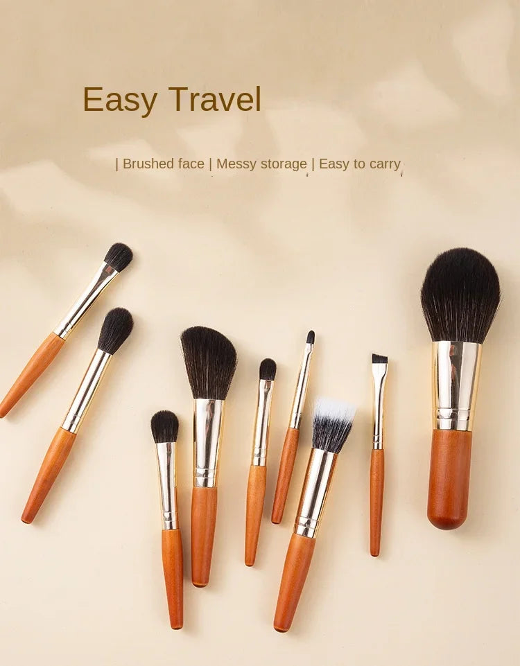 9Pcs/lot Mini Makeup Brush Set Portable Travel Cosmetic Brushes Kit Eyeshadow Foundation Powder Brushes Beauty Makeup Tools