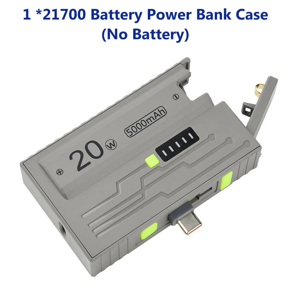 Power Bank Case 1 *21700 Battery Box DIY Kit USB Type-C 20W Fast Charging Power Bank Box Dual Mode Suppors Small Current