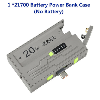 Power Bank Case 1 *21700 Battery Box DIY Kit USB Type-C 20W Fast Charging Power Bank Box Dual Mode Suppors Small Current