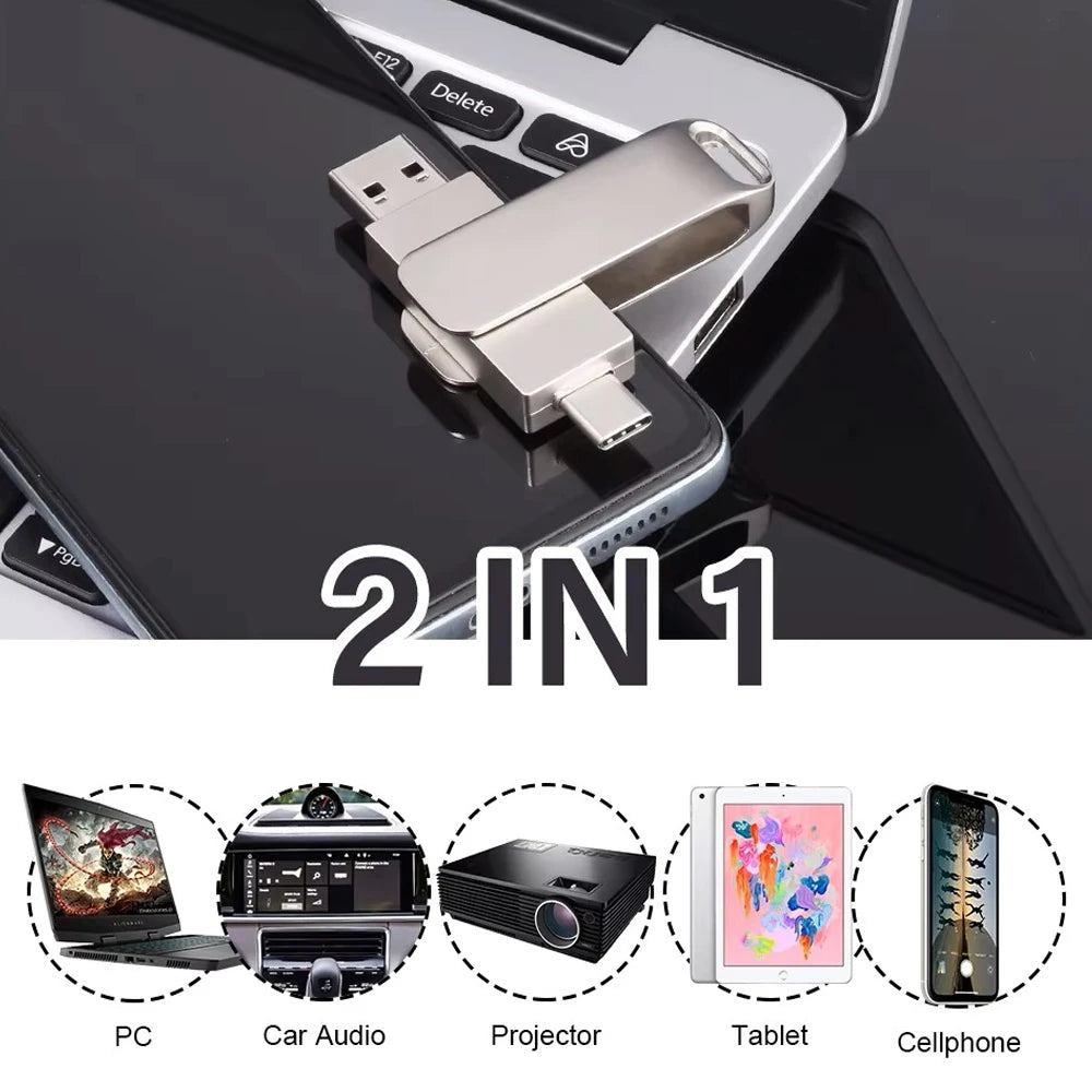 Metal Pendrive 2TB USB 3.0 Type-C Interface High Speed Pen Drive 8TB 4TB Large Capacity Mechanical Style Memoria USB 16TB U Disk
