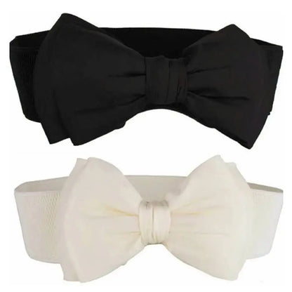 1Pcs New Big Bowknot Waist Belt Elastic Stretch Buckle Bow Waistband Wide Satin Bow Belt for Girls Lady Women