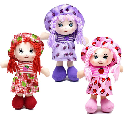 Cute 25cm Rag Dolls with Hat Cartoon Soft Kawaii Fruit Skirt Hat Girls Stuffed Plush Sleeping Toy Birthday Christmas Gifts