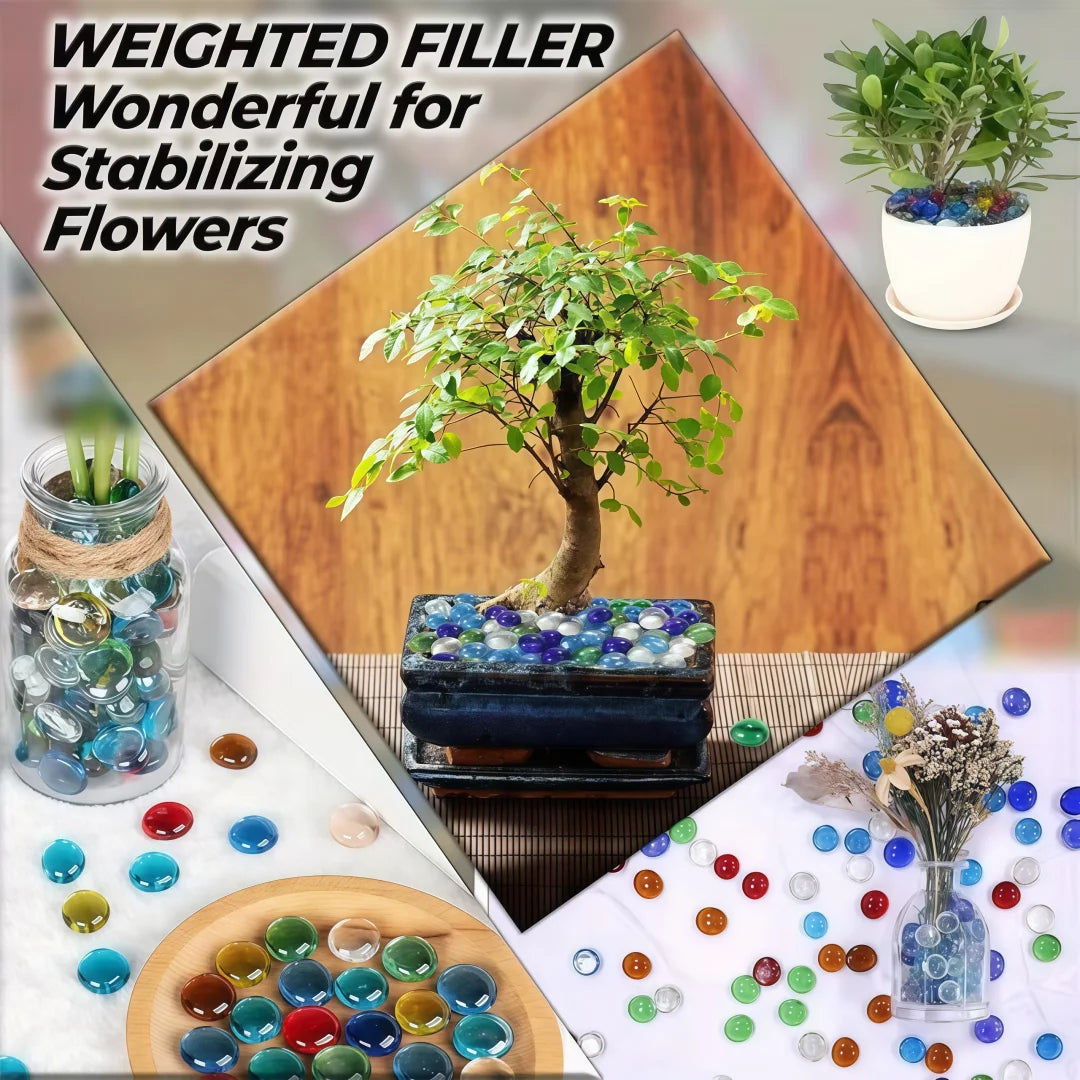 50g/100g/200g Vibrant Blue- Glass Beads, 15-17mm - Ideal for DIY Home Decor, Fish Tank Embellishments & Artistic Vase Fillings