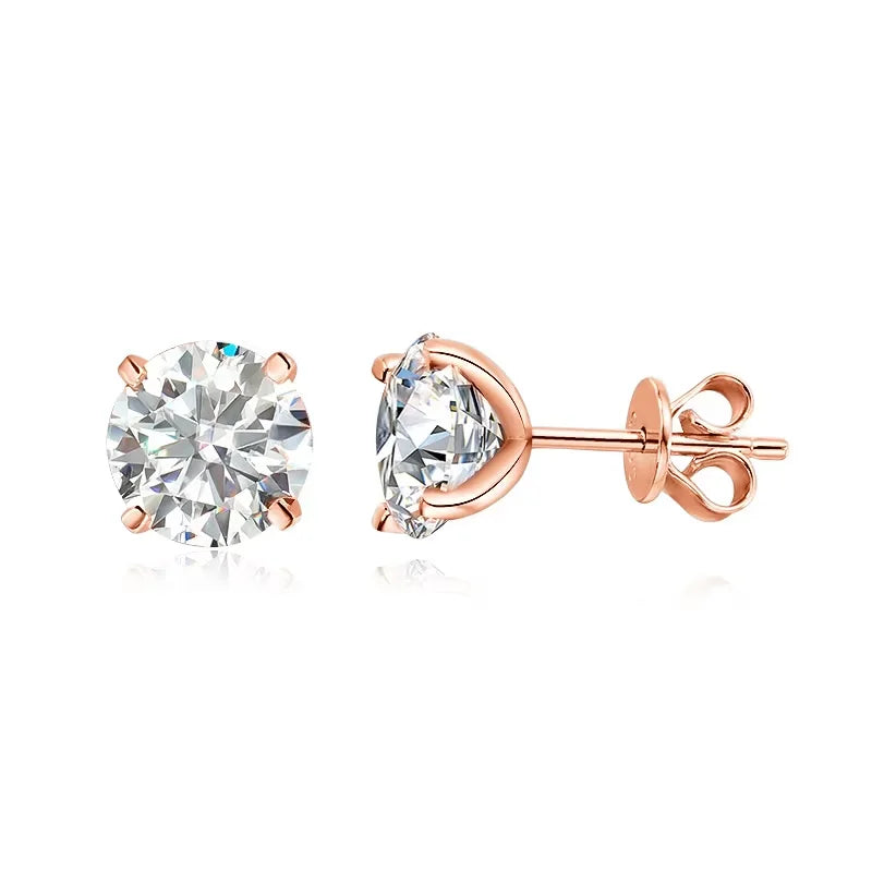 Smyoue Kolczyki Sztyfty Moissanite 0.2-3CT w Kolorze Różowego Złota dla Kobiet Lśniące Klasyczne Ślubne Kolczyki z Laboratorium Diamentowym Czyste Srebro 925