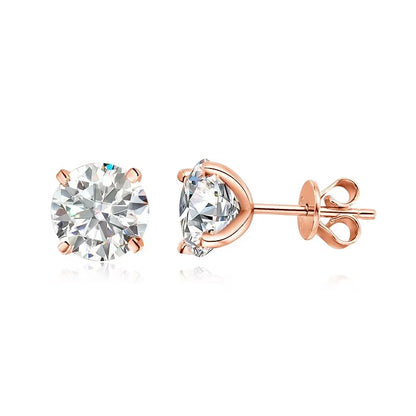 Smyoue Kolczyki Sztyfty Moissanite 0.2-3CT w Kolorze Różowego Złota dla Kobiet Lśniące Klasyczne Ślubne Kolczyki z Laboratorium Diamentowym Czyste Srebro 925