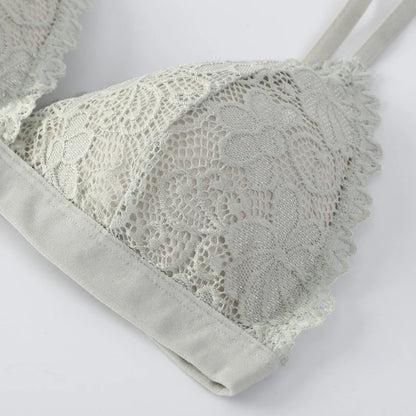 Women Lace Bra And Panties Set V-neck Push Up Bralette Sexy Lingerie Low Waist Briefs Female Non-wire Brassiere Underwear Set