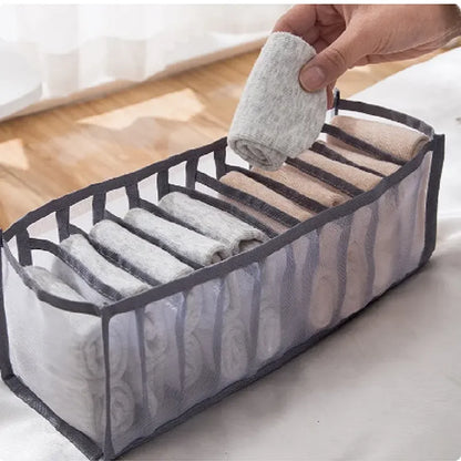 11 Compartment Home Collapsible Underwear Storage Box Nylon Organizing Dormitory Storage Bra Organizing Breathable Mesh Bag