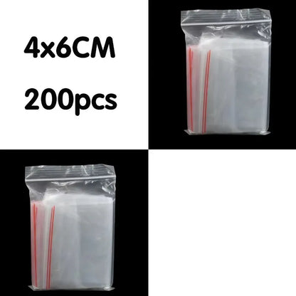 100/200/300pcs Small Zip Lock Plastic Bag Reclosable Transparent Bag Shoe Bag Vacuum Bag Poly Clear Bags Thickness 0.05mm