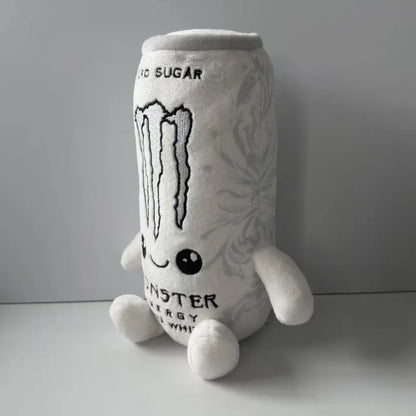 Zero Sugar White Monster Energy Drink Plush Toy Simulation Can Stuffed Doll Cute Soft Figure Decor Gift for Friend Home Ornament