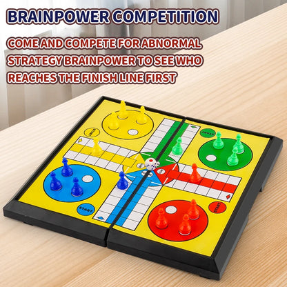 International Ludo Board Game for Kids: Portable Folding Chess Set, Educational Toy, Party Table Game for Elementary Students