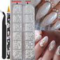 12grids Half Round Pearls Beads 3D Nail Charms 1.5/2/2.5/3/4/5mm White Flatback Pearls Nail Jewelry Nail Craft Pearl Rhinestones