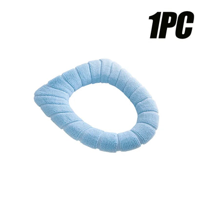 Soft and Warm Toilet Seat Cover Washable Bathroom Toilet Pad Cushion With Handle Thicker Soft Mat Knitting Warmer Closestool Mat