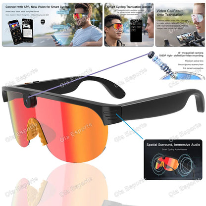 2026 New AI Bluetooth Smart Glasses Camera 1200P Video 4K Anti-shake Cycling Ridi Sports Glasses Dual Mic Windproof Goggles Q01