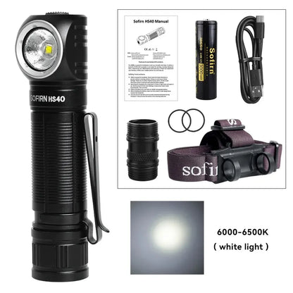 Sofirn HS40 USB C Rechargeable Headlamp 18650 Super Bright SST40 LED Torch 2000lm Headlight with 2 Modes Power Indicator