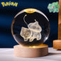 6CM Pokemon 3D Crystal Ball Figure Toy Anime Gengar Rayquaza Pikachu Lugia Vaporeon Glass Ball Model Night Light Room Decoration