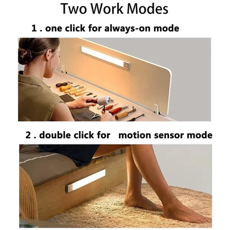 Under Cupboard Kitchen Lights Cabinet Light Motion Sensor Indoor Rechargeable Strip Wardrobe Lighting Battery Operated Magnetic