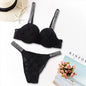 Victoria's Secret Lingerie Set Heart Pattern Trim Stretchy Breathable underwear Set Women's Sexy Lace Bralette Bra and Panty Set