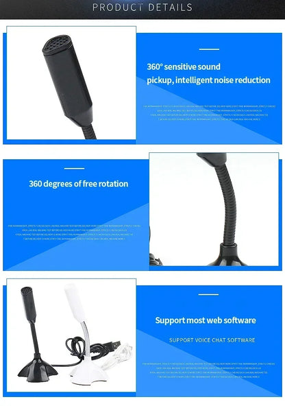 USB Microphone For Laptop And Computers Adjustable Studio Singing Gaming Streaming Mikrofon Stand Mic With Holder Desktop