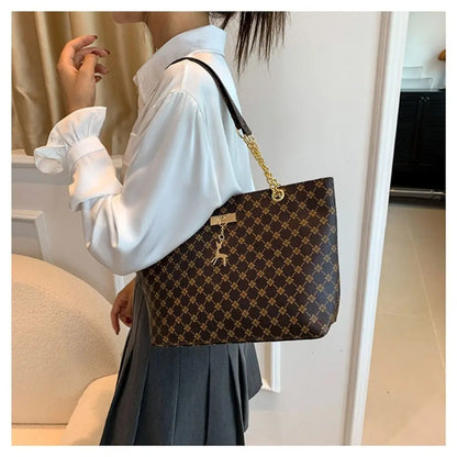 Women Luxury Design Tote Bag Large Capacity Handbag Printing Shoulder Bag Trendy New Shopping Bag Purse
