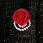 Multicolor Camellia Brooch Women Retro White Black Red Pink Wool Scarf Buckle Girls Pearl Brooches Elegant Jewelry Accessories