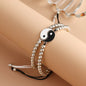 Couple Bracelets Rings Yin Yang Tai Chi Alloy Pendant Adjustable Braid Chain Necklace Matching Lover Bracelet Necklace Earring