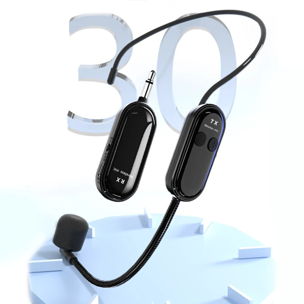 1-5PCS 2.4G 2 in 1 Head-mounted Wireless Lavalier Microphone Set Transmitter with Receiver for Amplifier Voice Speaker Teaching