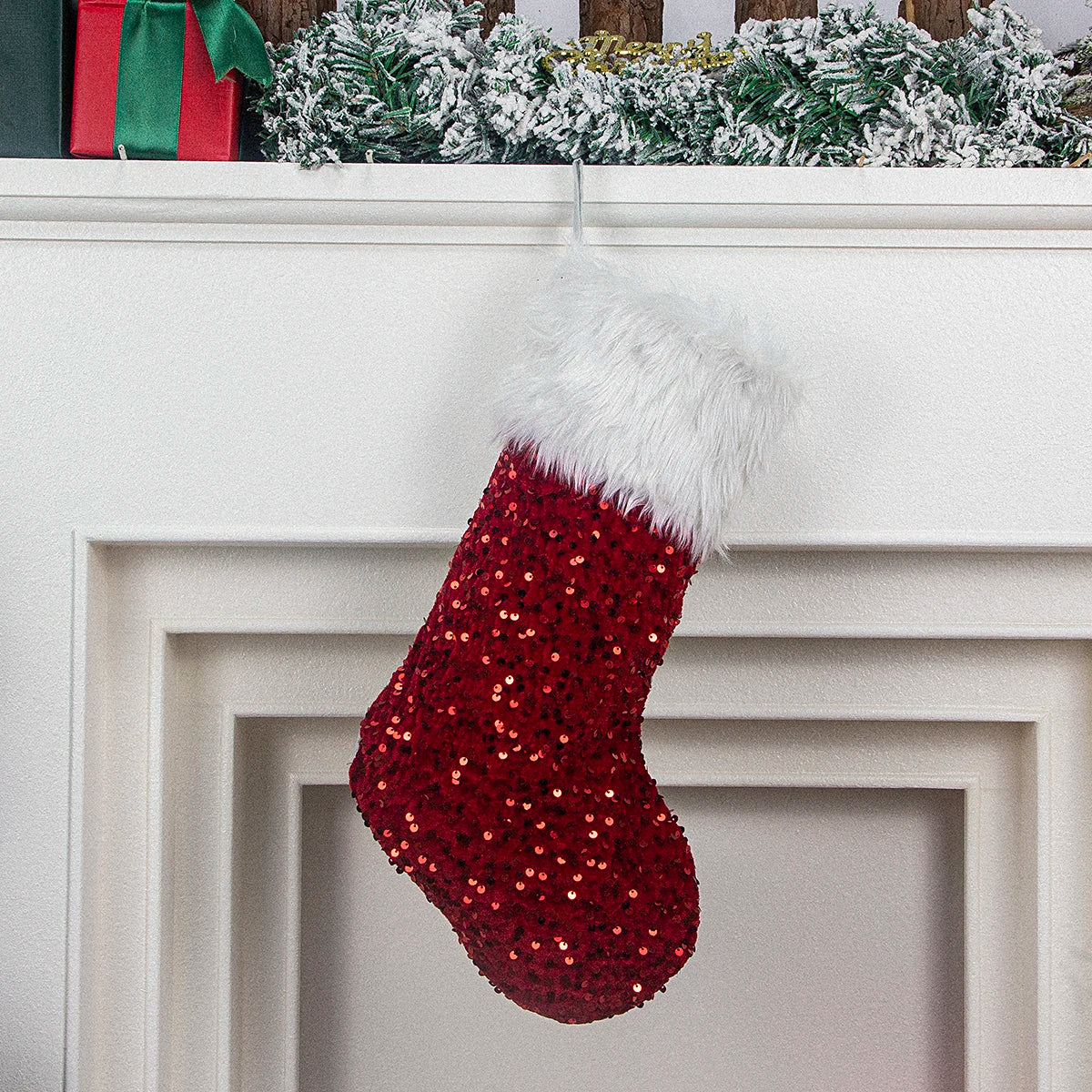 Christmas stocking festival decorations sequins 26-letter Christmas tree ornaments gift bag socks hotel party supplies
