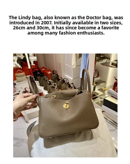 Women's Handbag 2025 New Style Top Layer Cowhide Leather Lundy Mini Doctor Bag Genuine Leather Handbag Single Shoulder Crossb...