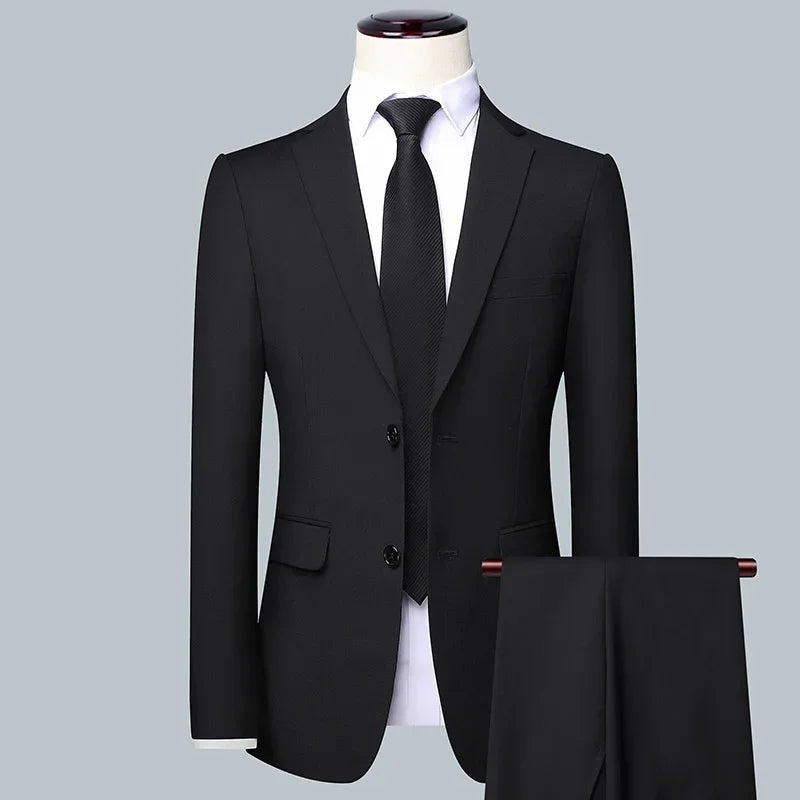 High Quality Men Solid Color Business - Stylish Handsome Groom Best Man Wedding Dress 3/2/1 Single Piece Optional
