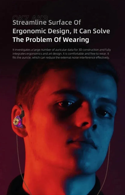 QKZ CK5 FiLe Wired Earphone Professional Gaming And Sports Noise Cancelling Headphones with Microphone HiFi Music Earphone