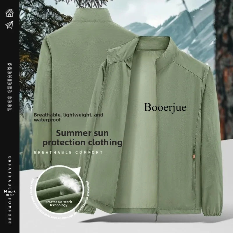 Men Pocket UPF50+ Uv Sun Protection Jacket Summer Quick Dry Outdoor Hiking Sport Windbreaker Sunscreen Skin Coat Camping Fishing