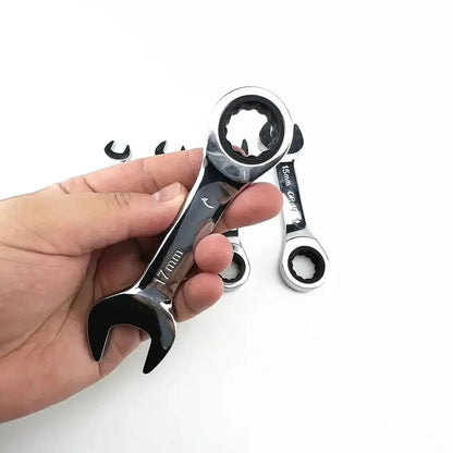 Short Handle Ratchet Spanner 6/7/8/9/10/11/12/13/14/15/16/17/18/19mm Fix Head Ratcheting Wrench Professional Spanner Hand Tools