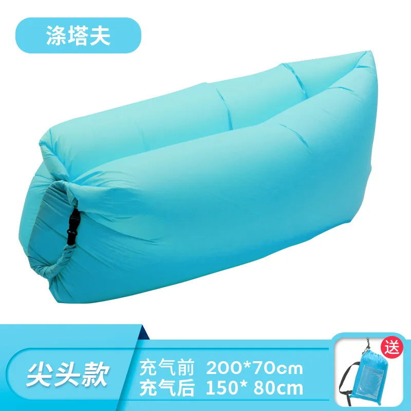 Pillow style inflatable sofa, outdoor portable lazy air sofa, foldable inflatable bed, sleeping bag