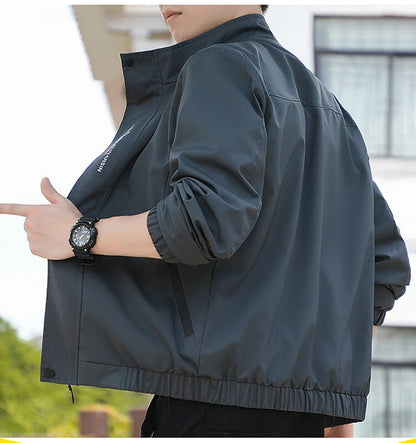 Hot selling mountain peak spring and autumn jacket men's jacket men's Korean version trendy versatile slim fit men's stand up co