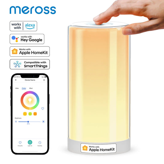 Meross HomeKit Smart Table Lamp RGBWW LED Wi-Fi Night Lamp 6W Touch Sensor Dimmable Bedside Light Support Alexa Google Assistant