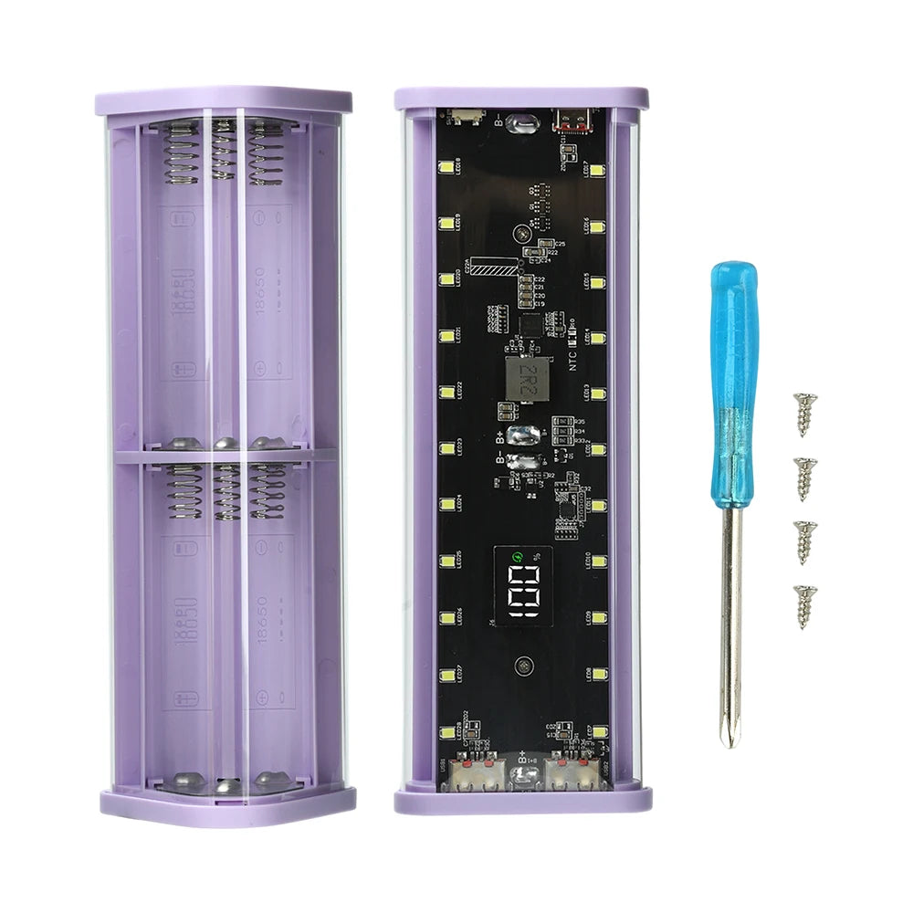 22.5W 6*18650 Power Bank Case Transparent Shell Fast Charging Holder Cases Detachable Battery Charge Storage Box Without Battery